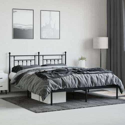 Metalni okvir za krevet s uzglavljem crni 180x200 cm - Crna 180 x 200 cm s uzglavljem Cijena