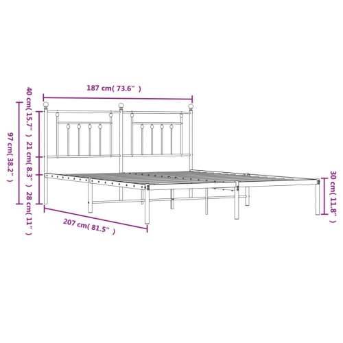 Metalni okvir za krevet s uzglavljem crni 180x200 cm - Crna 180 x 200 cm s uzglavljem Cijena