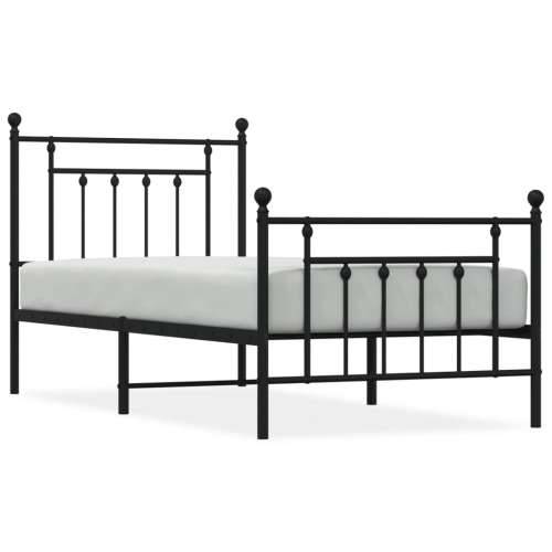 Metalni okvir kreveta uzglavlje i podnožje crni 90 x 200 cm - Crna 90 x 200 cm s uzglavljem i podnožjem Cijena