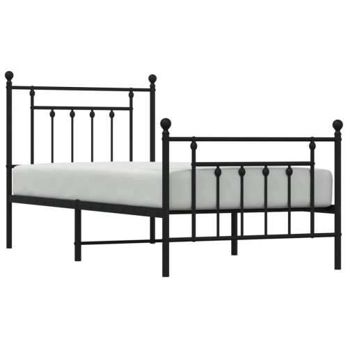 Metalni okvir kreveta uzglavlje i podnožje crni 90 x 200 cm - Crna 90 x 200 cm s uzglavljem i podnožjem Cijena