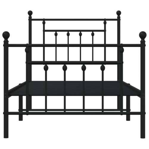Metalni okvir kreveta uzglavlje i podnožje crni 90 x 200 cm - Crna 90 x 200 cm s uzglavljem i podnožjem Cijena