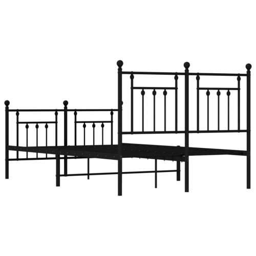 Metalni okvir kreveta uzglavlje i podnožje crni 120x190 cm - Crna 120 x 190 cm s uzglavljem i podnožjem Cijena