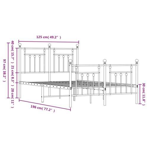 Metalni okvir kreveta uzglavlje i podnožje crni 120x190 cm - Crna 120 x 190 cm s uzglavljem i podnožjem Cijena