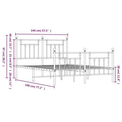 Metalni okvir kreveta uzglavlje i podnožje crni 140x190 cm - Crna 140 x 190 cm s uzglavljem i podnožjem Cijena