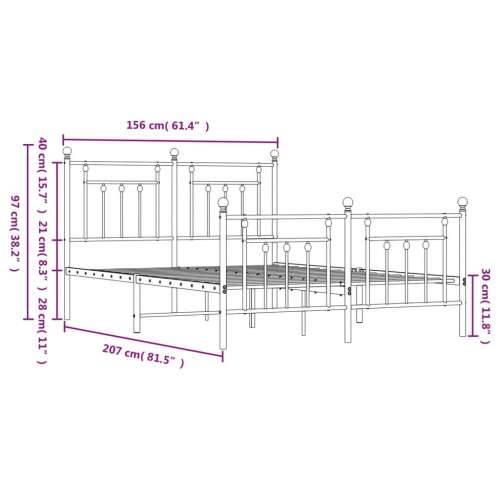 Metalni okvir kreveta uzglavlje i podnožje crni 150x200 cm - Crna 150 x 200 cm s uzglavljem i podnožjem Cijena