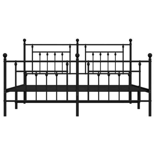 Metalni okvir krevet bez madraca s podnožjem crni 180x200 cm - Crna 180 x 200 cm s uzglavljem i podnožjem Cijena