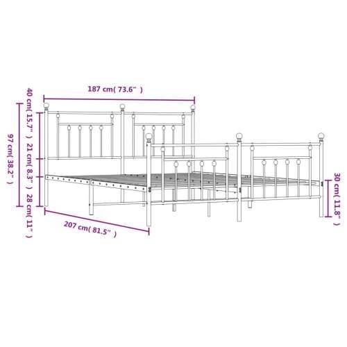 Metalni okvir krevet bez madraca s podnožjem crni 180x200 cm - Crna 180 x 200 cm s uzglavljem i podnožjem Cijena