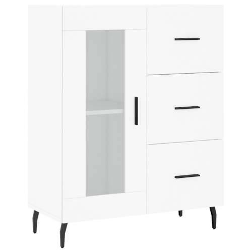 Visoka komoda bijela 69,5x34x180 cm konstruirano drvo - Bijela 1 1 staklena vrata 3 ladice Cijena