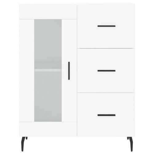 Visoka komoda bijela 69,5x34x180 cm konstruirano drvo - Bijela 1 1 staklena vrata 3 ladice Cijena