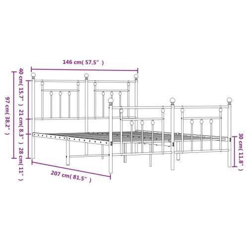 Metalni okvir kreveta uzglavlje i podnožje crni 140x200 cm - Crna 140 x 200 cm s uzglavljem i podnožjem Cijena