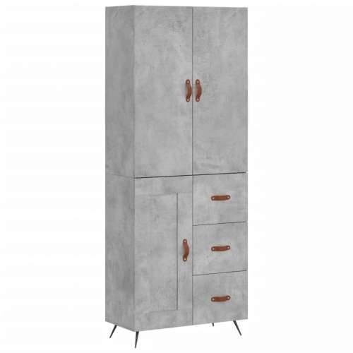 Visoka komoda siva betona 69,5x34x180 cm od konstruiranog drva - Beton siva 1 1 drvena vrata 3 ladice Cijena