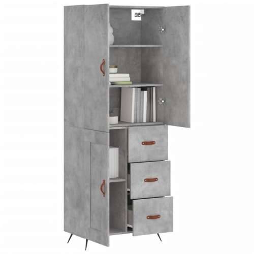 Visoka komoda siva betona 69,5x34x180 cm od konstruiranog drva - Beton siva 1 1 drvena vrata 3 ladice Cijena