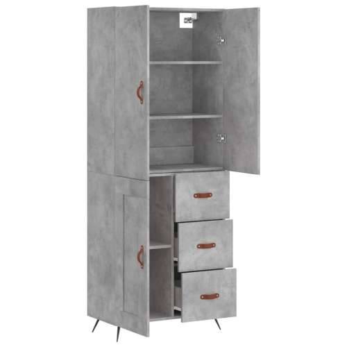 Visoka komoda siva betona 69,5x34x180 cm od konstruiranog drva - Beton siva 1 1 drvena vrata 3 ladice Cijena