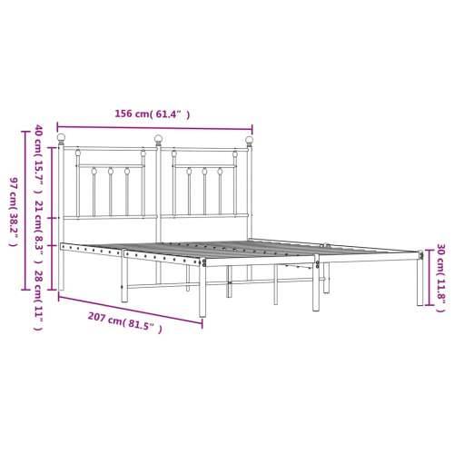 Metalni okvir za krevet s uzglavljem bijeli 150x200 cm - Bijela 150 x 200 cm s uzglavljem Cijena