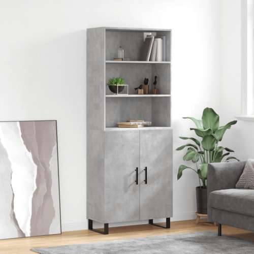 Visoka komoda siva betona 69,5x34x180 cm od konstruiranog drva - Beton siva 1 2 vrata Cijena