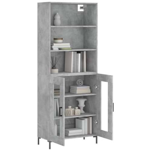 Visoka komoda siva betona 69,5x34x180 cm od konstruiranog drva - Beton siva 1 2 staklena vrata Cijena