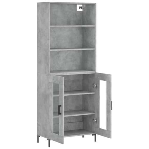 Visoka komoda siva betona 69,5x34x180 cm od konstruiranog drva - Beton siva 1 2 staklena vrata Cijena