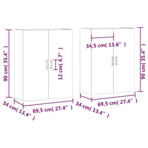 Zidni ormarići 2 kom bijeli 69,5 x 34 x 90 cm - Bijela 2 Okrugla crna Cijena