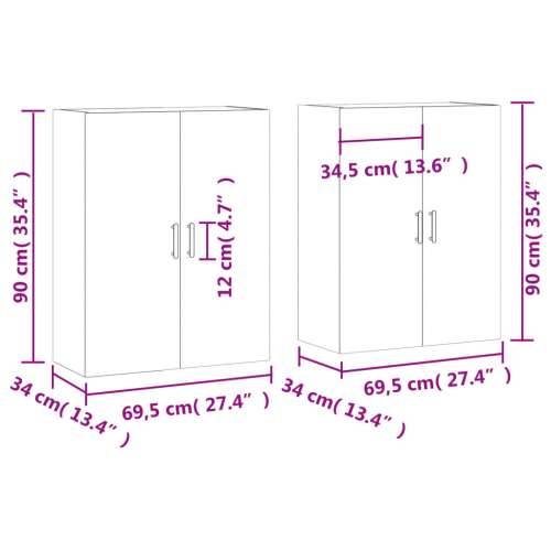 Zidni ormarići 2 kom boja dimljenog hrasta 69,5 x 34 x 90 cm - Dimljeni hrast 2 Okrugla crna Cijena