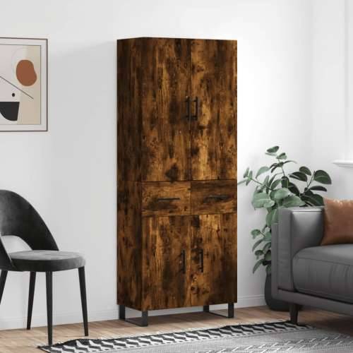 Visoka komoda dimljeni hrast 69,5x34x180 cm konstruiranog drva - Dimljeni hrast 1 2 vrata 2 ladice Cijena