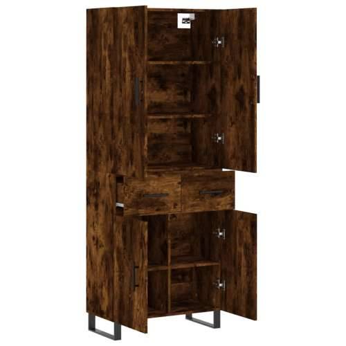 Visoka komoda dimljeni hrast 69,5x34x180 cm konstruiranog drva - Dimljeni hrast 1 2 vrata 2 ladice Cijena