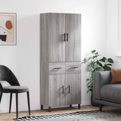 Visoka komoda siva sonome 69,5x34x180 cm od konstruiranog drva - Sivi hrast sonoma 1 2 vrata 2 ladice Cijena