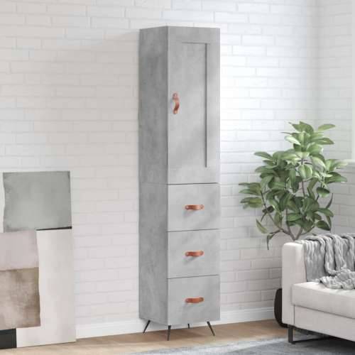 Visoka komoda siva betona 34,5x34x180 cm od konstruiranog drva - Beton siva 1 3 ladice Cijena