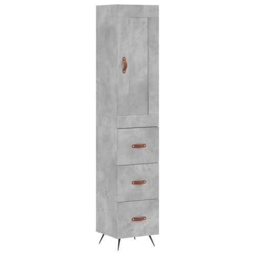 Visoka komoda siva betona 34,5x34x180 cm od konstruiranog drva - Beton siva 1 3 ladice Cijena