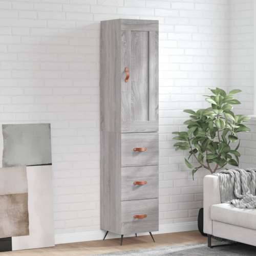 Visoka komoda siva sonome 34,5x34x180 cm od konstruiranog drva - Sivi hrast sonoma 1 3 ladice Cijena