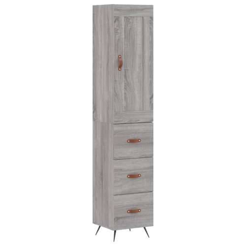 Visoka komoda siva sonome 34,5x34x180 cm od konstruiranog drva - Sivi hrast sonoma 1 3 ladice Cijena