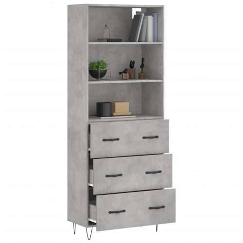 Visoka komoda siva betona 69,5x34x180 cm od konstruiranog drva - Beton siva 1 3 ladice Cijena