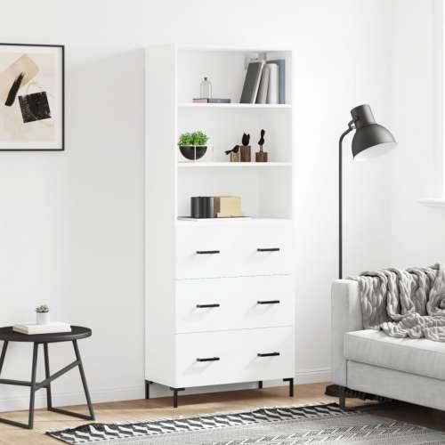 Visoka komoda bijela 69,5x34x180 cm konstruirano drvo - Bijela 1 3 ladice Cijena