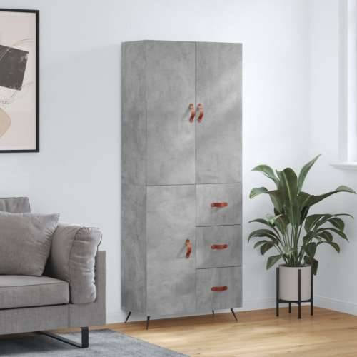 Visoka komoda siva betona 69,5x34x180 cm od konstruiranog drva - Beton siva 1 1 vrata 3 ladice Cijena
