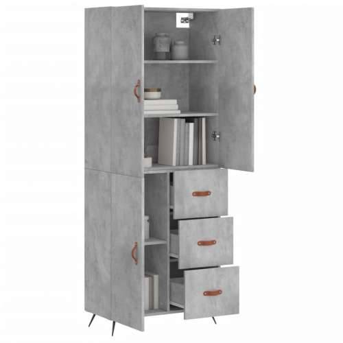 Visoka komoda siva betona 69,5x34x180 cm od konstruiranog drva - Beton siva 1 1 vrata 3 ladice Cijena