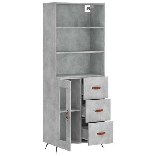 Visoka komoda siva betona 69,5x34x180 cm od konstruiranog drva - Beton siva 1 1 staklena vrata 3 ladice Cijena