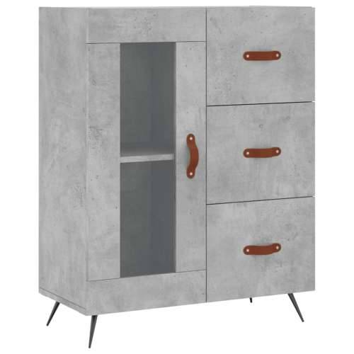Visoka komoda siva betona 69,5x34x180 cm od konstruiranog drva - Beton siva 1 1 staklena vrata 3 ladice Cijena