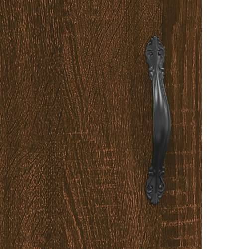 Visoka komoda boja hrasta 69,5x34x180 cm od konstruiranog drva - Smeđi hrast 1 1 staklena vrata 3 ladice Cijena