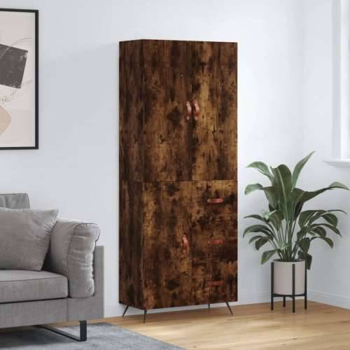 Visoka komoda dimljeni hrast 69,5x34x180 cm konstruiranog drva - Dimljeni hrast 1 1 vrata 3 ladice Cijena