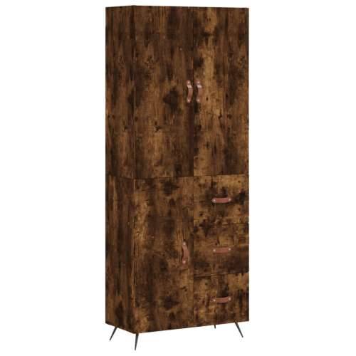 Visoka komoda dimljeni hrast 69,5x34x180 cm konstruiranog drva - Dimljeni hrast 1 1 vrata 3 ladice Cijena