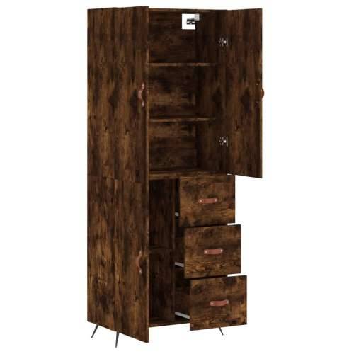 Visoka komoda dimljeni hrast 69,5x34x180 cm konstruiranog drva - Dimljeni hrast 1 1 vrata 3 ladice Cijena