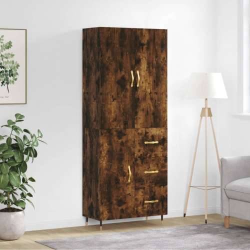 Visoka komoda dimljeni hrast 69,5x34x180 cm konstruiranog drva - Dimljeni hrast 1 1 vrata 3 ladice Cijena
