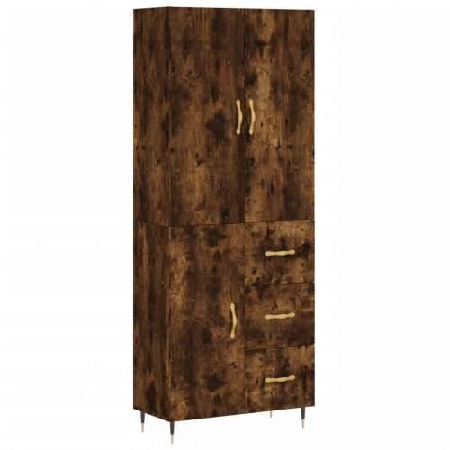 Visoka komoda dimljeni hrast 69,5x34x180 cm konstruiranog drva - Dimljeni hrast 1 1 vrata 3 ladice Cijena