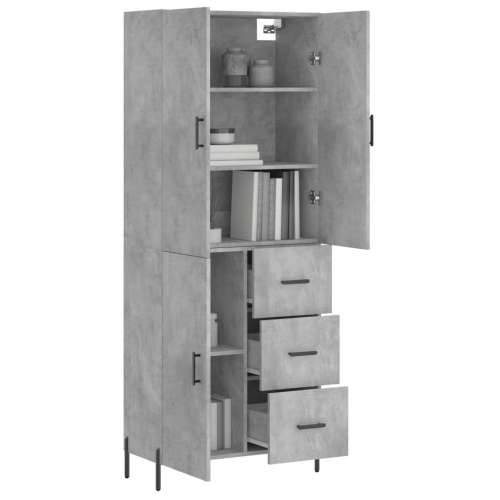 Visoka komoda siva betona 69,5x34x180 cm od konstruiranog drva - Beton siva 1 1 vrata 3 ladice Cijena