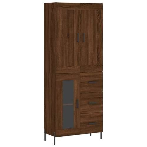 Visoka komoda boja hrasta 69,5x34x180 cm od konstruiranog drva - Smeđi hrast 1 1 staklena vrata 3 ladice Cijena