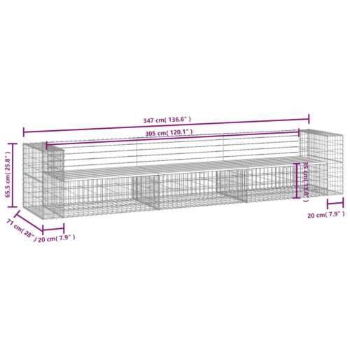 Vrtna klupa s gabionskim dizajnom 347x71x65,5 cm drvo duglazije - Prirodni douglas 1 Cijena