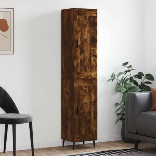 Visoka komoda dimljeni hrast 34,5x34x180cm konstruiranog drva - Dimljeni hrast 1 1 drvena vrata Cijena