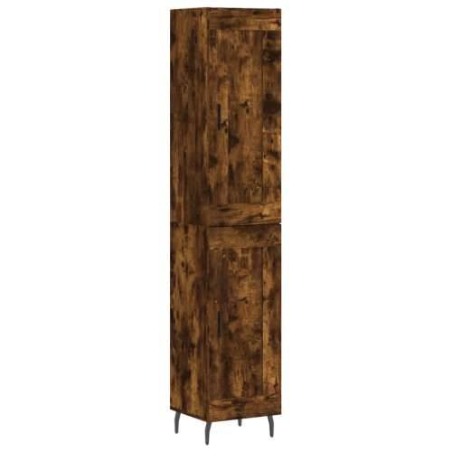 Visoka komoda dimljeni hrast 34,5x34x180cm konstruiranog drva - Dimljeni hrast 1 1 drvena vrata Cijena