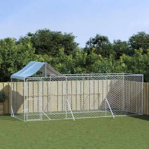 Vanjski kavez za pse s krovom srebrni 6x2x2,5 m pocinčani čelik Cijena