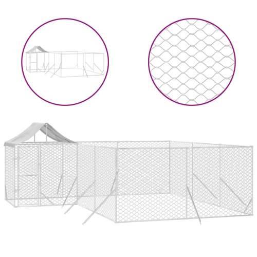 Vanjski kavez za pse s krovom srebrni 6x6x2,5 m pocinčani čelik Cijena