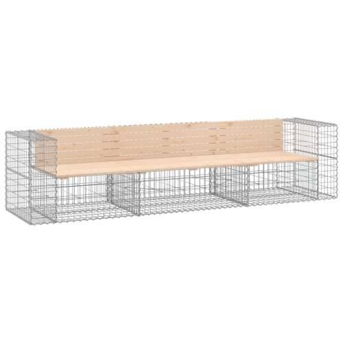 Vrtna klupa s gabionskim dizajnom 287x71x65,5 cm od borovine - Prirodna boja bora 1 Cijena
